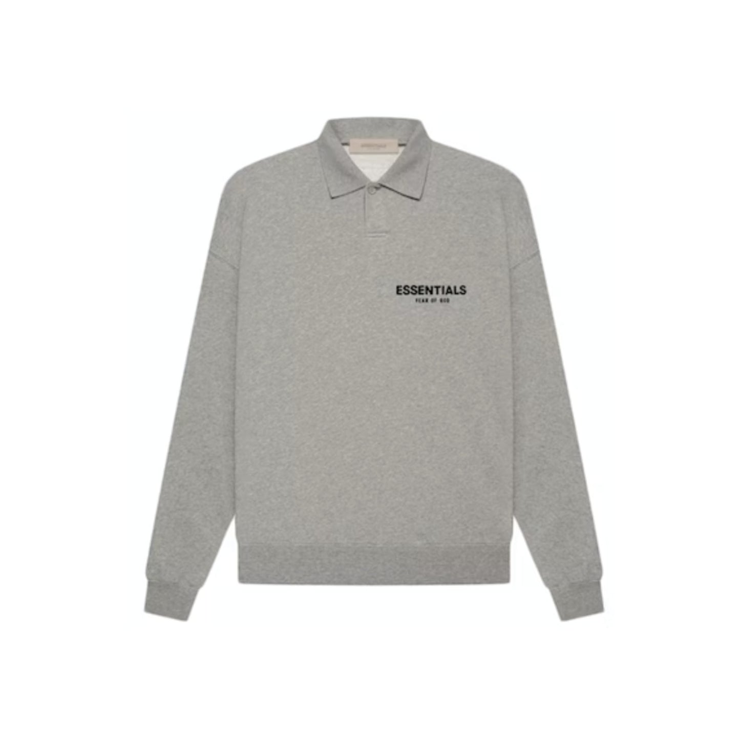 ESSENTIALS Dark Oatmeal L/S Polo Tee